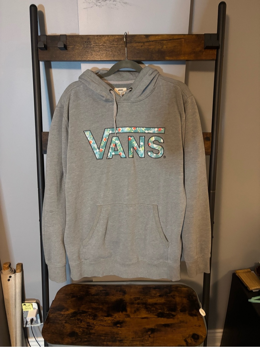 Vans Gray Pullover Hoodie with Tropical Logo